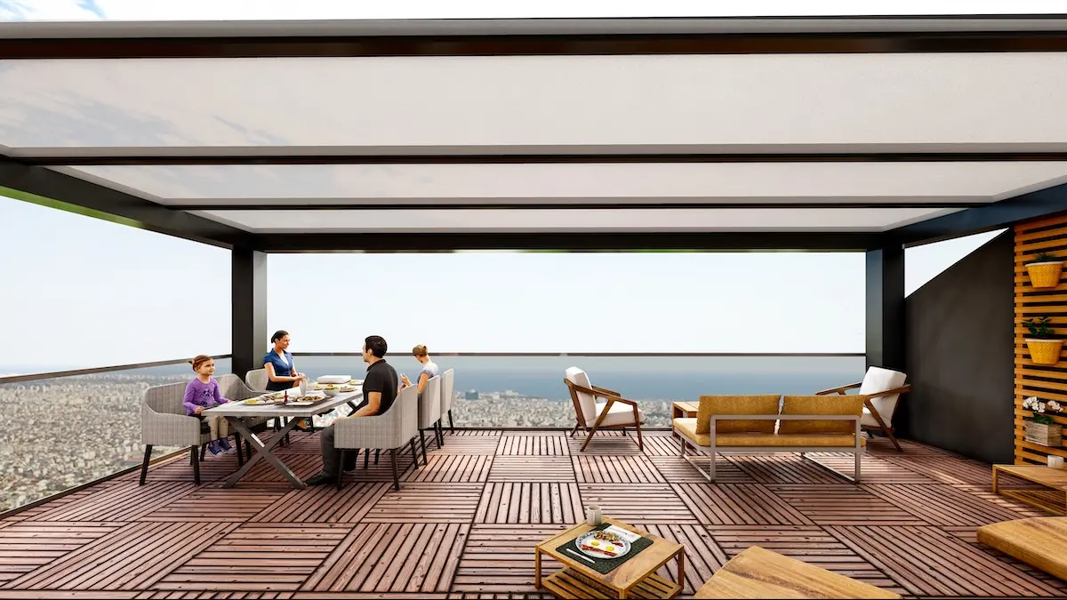 Shaded terrace